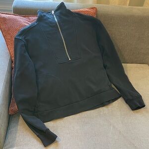 Everlane half zip sweatshirt black with silver zipper size XS